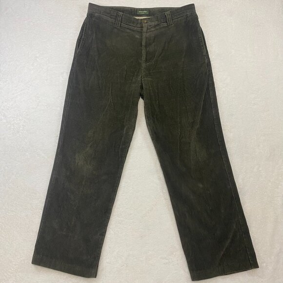 Dockers Premium Khakis Corduroy Flat Front Pants Olive Green/Brown Size 35 x 31 - Picture 1 of 9